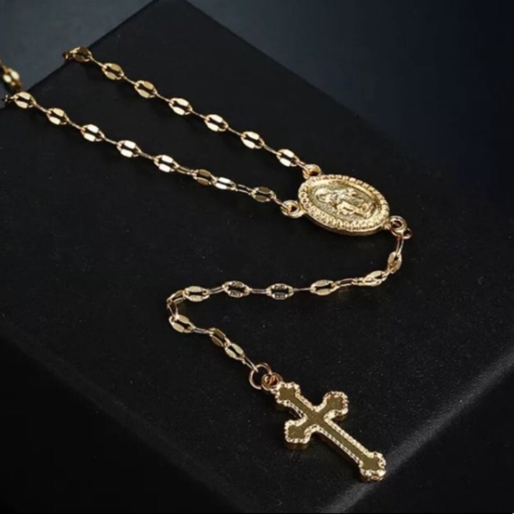 NWOT vintage 18k gold plated cross necklace - Picture 2 of 3